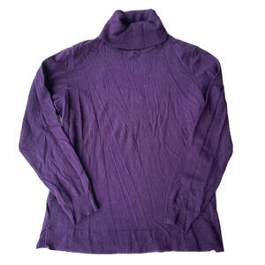 Alfani Top Sz M Blouse Turtleneck Stretch Long Sleeve Purple Casual Work Womens